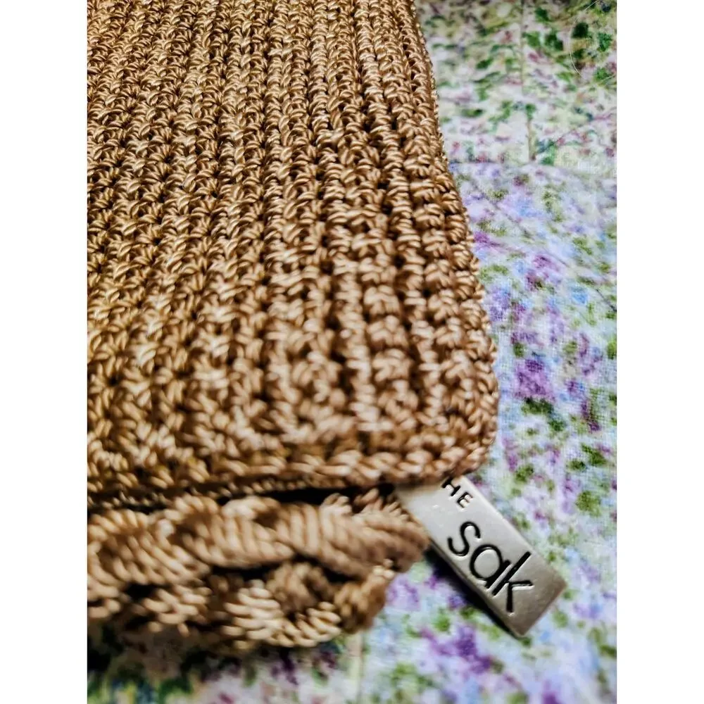 EUC THE SAK Classic Shoulder Cross Body Crochet Purse taupe/Brown